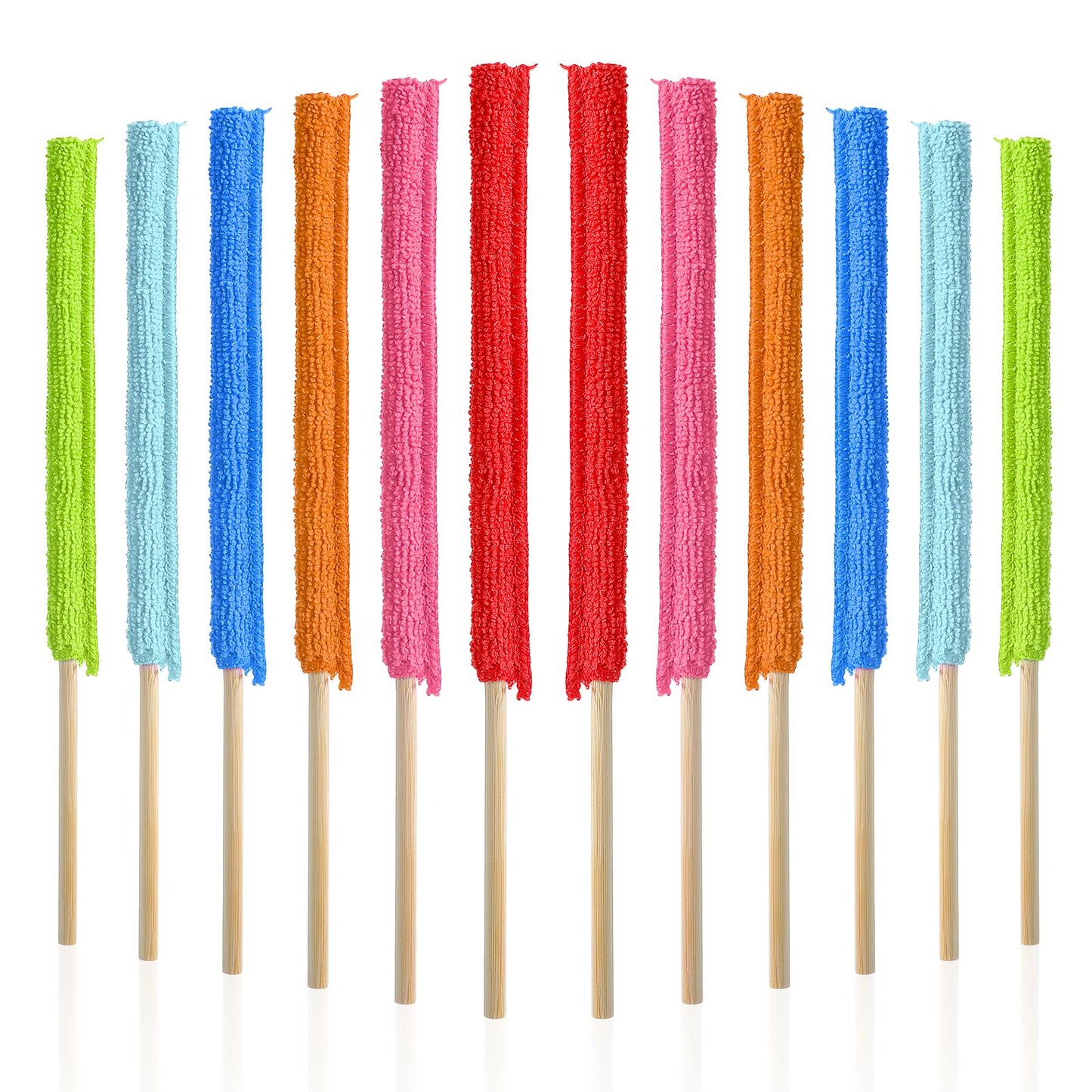 12PCS Microfiber Duster Mini Detail Dusters Fan Cleaner Sticks for Crevice Cleaning, Gap Dust Split Feather Dust Brush Radiator Cleaner Brush for Home Car Windows Vent Blind Fan and Small Spaces