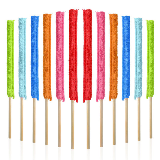12PCS Microfiber Duster Mini Detail Dusters Fan Cleaner Sticks for Crevice Cleaning, Gap Dust Split Feather Dust Brush Radiator Cleaner Brush for Home Car Windows Vent Blind Fan and Small Spaces