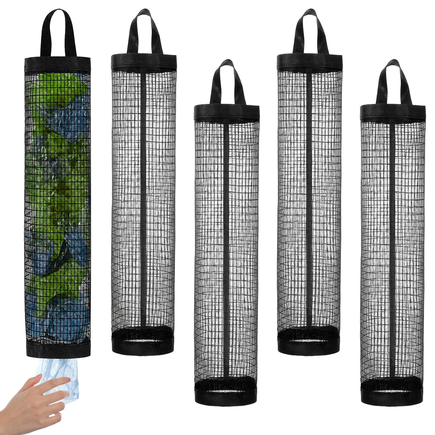 Chsoejuf 5PCS Plastic Bag Holder Reusable Space-Saving Grocery Bag Holders