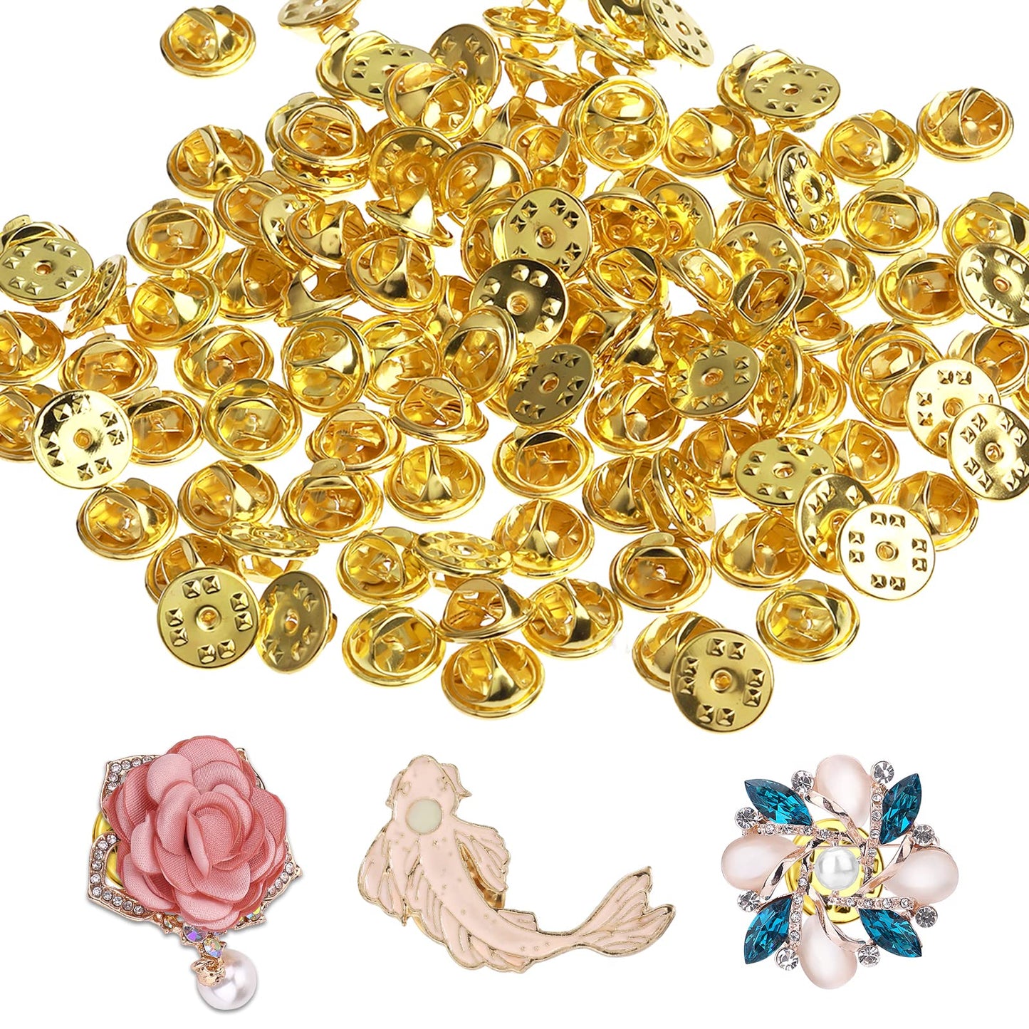 100 PCS Pin Badge Backs, Brass Butterfly Pins Clasp, Locking Pin Backs, Lapel Pin Backs Replacement, Butterfly Clutch Backings Pin Backs for Clothes Badge DIY Crafts Jewelry Making(Gold)