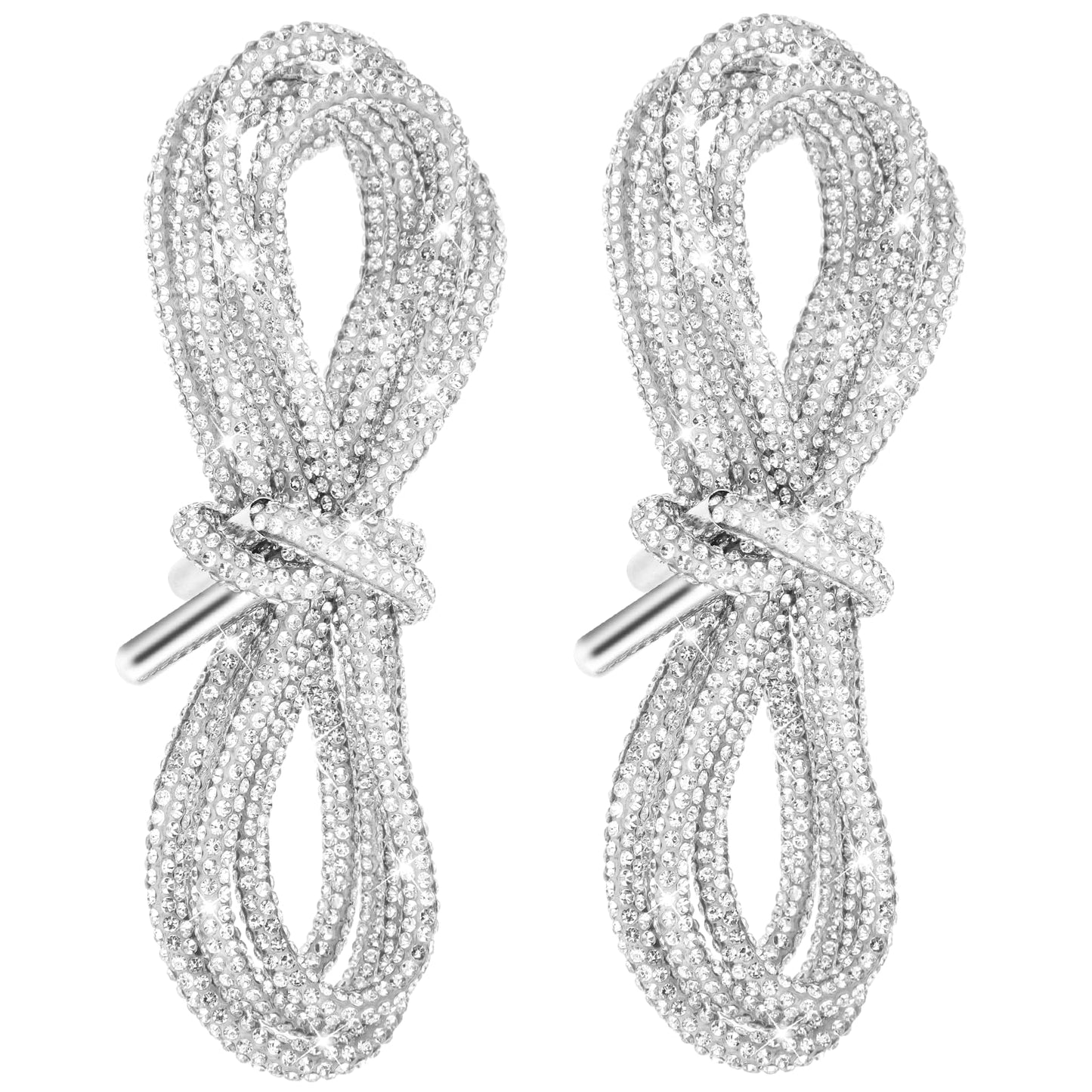 2 PCS Rhinestone Shoe Laces Rhinestone Hoodie String Crystal Bling Shiny Round Glitter Rope Sparkly Shoe Laces Silver Shoelaces Drawstring Cords Replacement for Sneakers Sweatpants Shorts (White)