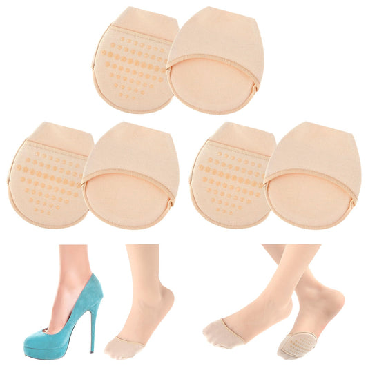 Ymapinc 3 Pairs Women Toe Topper Socks with Padding Toe Topper Liner Socks Non-Skid Bottom, No Show Socks Women Non Slip Heel