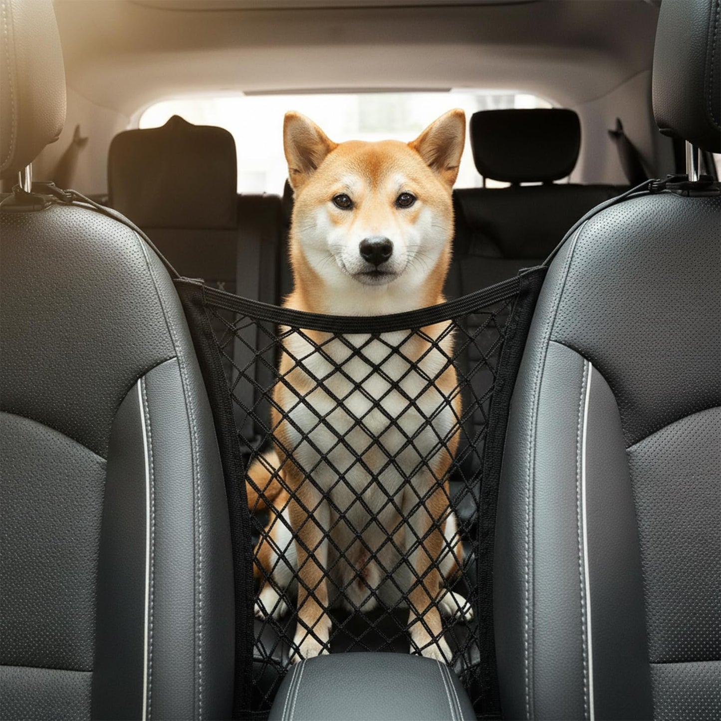 Nogeqi Dog Guard Car, Retractable Protective Net Barrier Car for Suvs and Trucks Universal Driver Storage for Dogs Car Pet Barrier Net