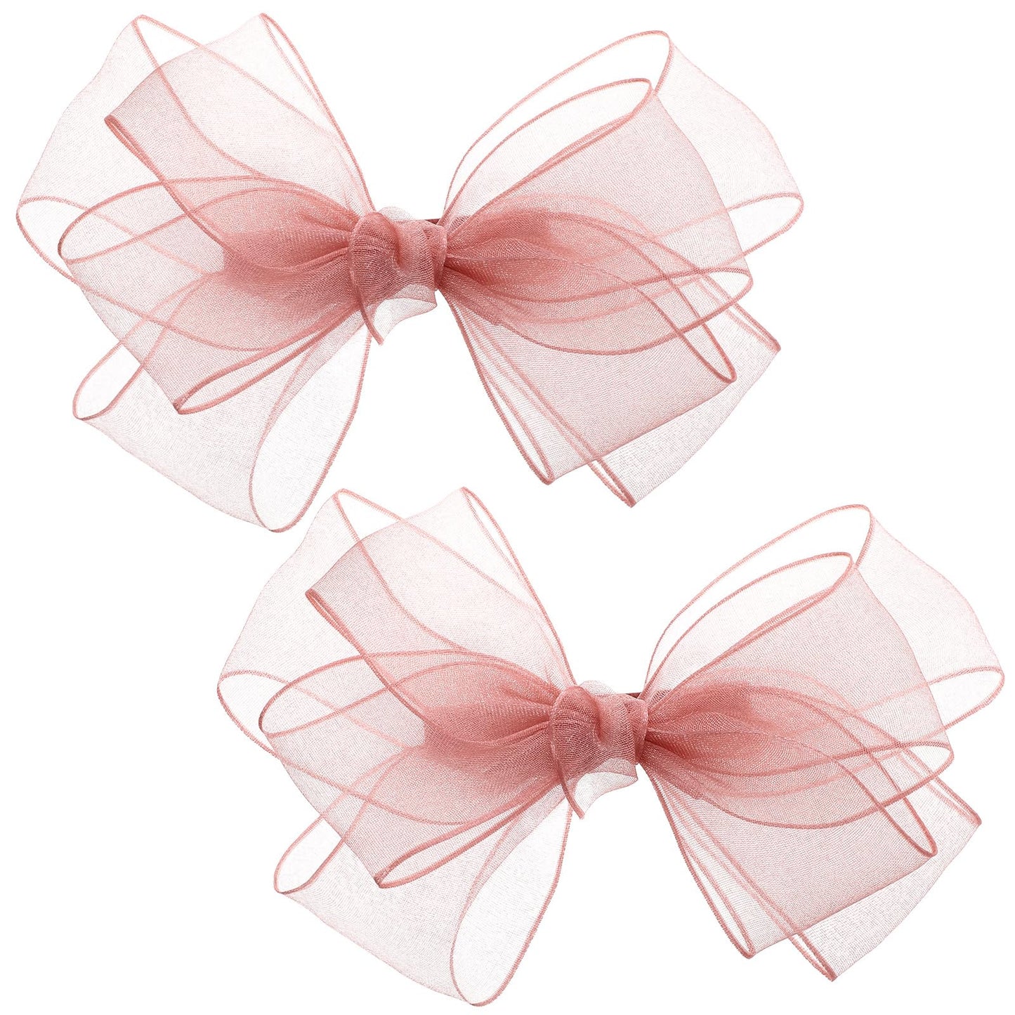 Mabor 2 Pcs Pink Bow Hair Clips 5.91 Inch Handmade Mesh Tulle Hair Accessories for Girls Women Kids Birthday Party Holiday Gift