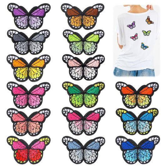 15PCS Butterfly Applique Patches Embroidered Butterfly Iron on Patches, Multi-Color Iron Sew on Applique Patches Decoration for Clothes, Jeans, Hats, and DIY Projects