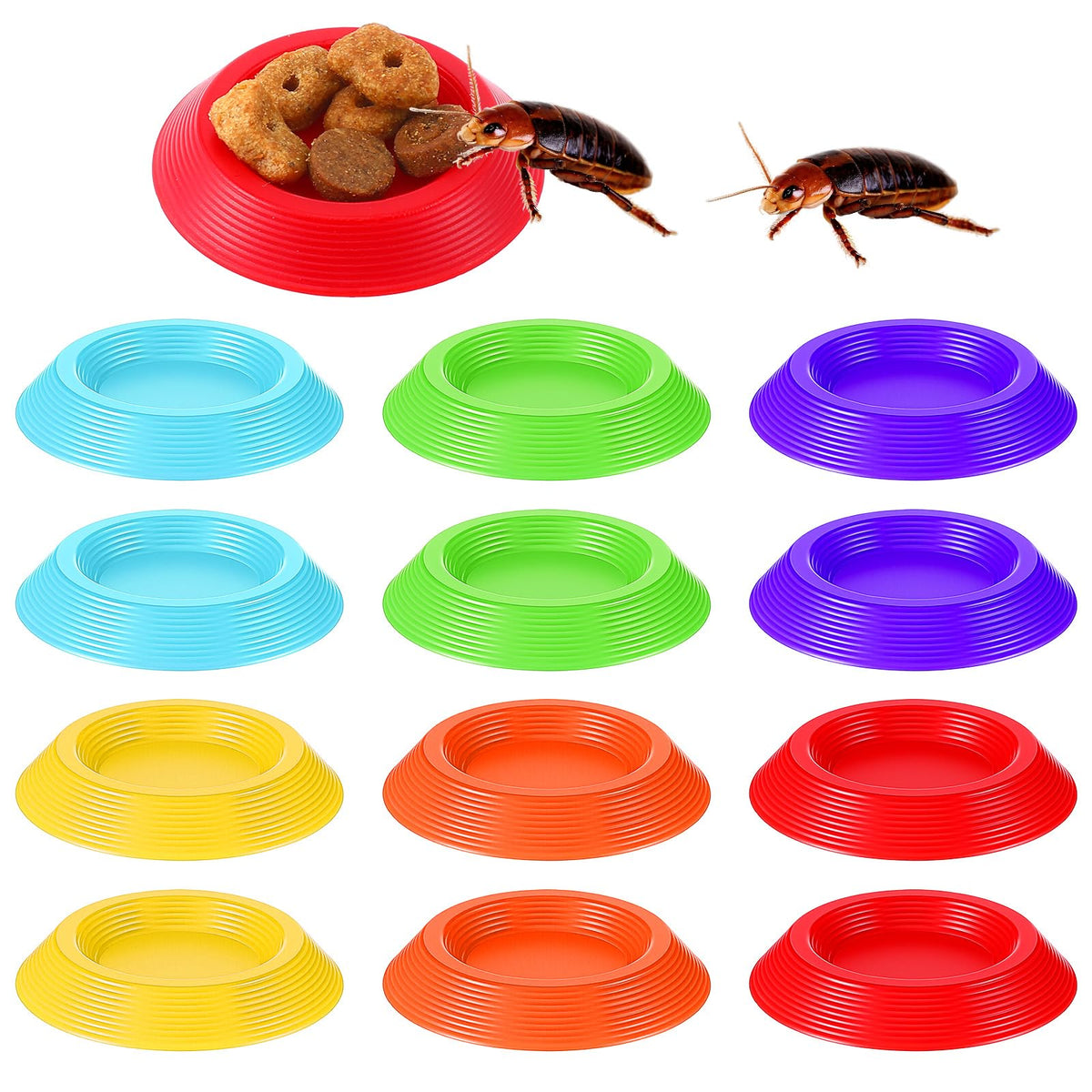 Chsoejuf 12 Pack Isopods and Springtails Feeding Dish Colorful Feeder Bowls