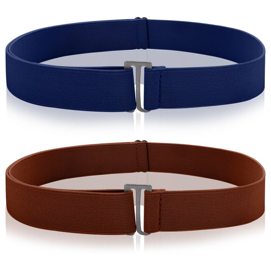 2PCS No Show Invisible Belt Adjustable No Show Belts No Buckle Women Belt Elastic Stretch Belt With Flat Metal Buckle Waist Belt Belt Without Buckle Unisex For Jeans Trousers Pants Dresses