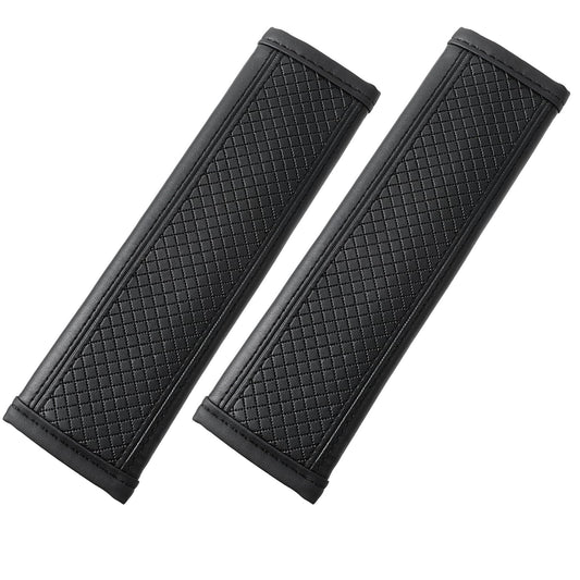 2PCS Seatbelt Covers Black Soft Fiber Leather Seat Belt Cushion Comfort Shoulder Strap Covers for Neck Protection, Universal Safety Car Accessories Seat Belt Pads for Auto SUV Truck Airplane Backpack