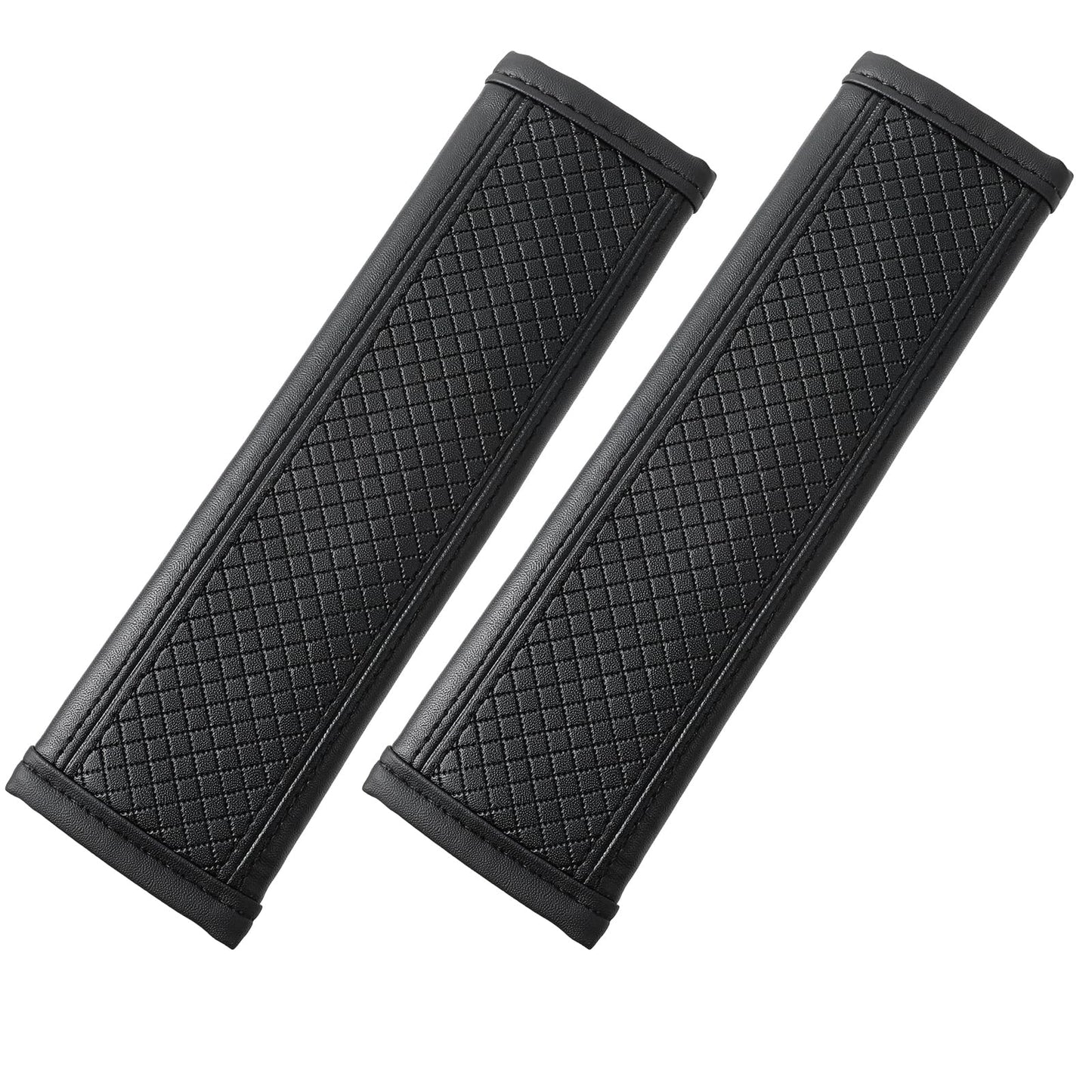 2PCS Seatbelt Covers Black Soft Fiber Leather Seat Belt Cushion Comfort Shoulder Strap Covers for Neck Protection, Universal Safety Car Accessories Seat Belt Pads for Auto Suv Truck Airplane Backpack