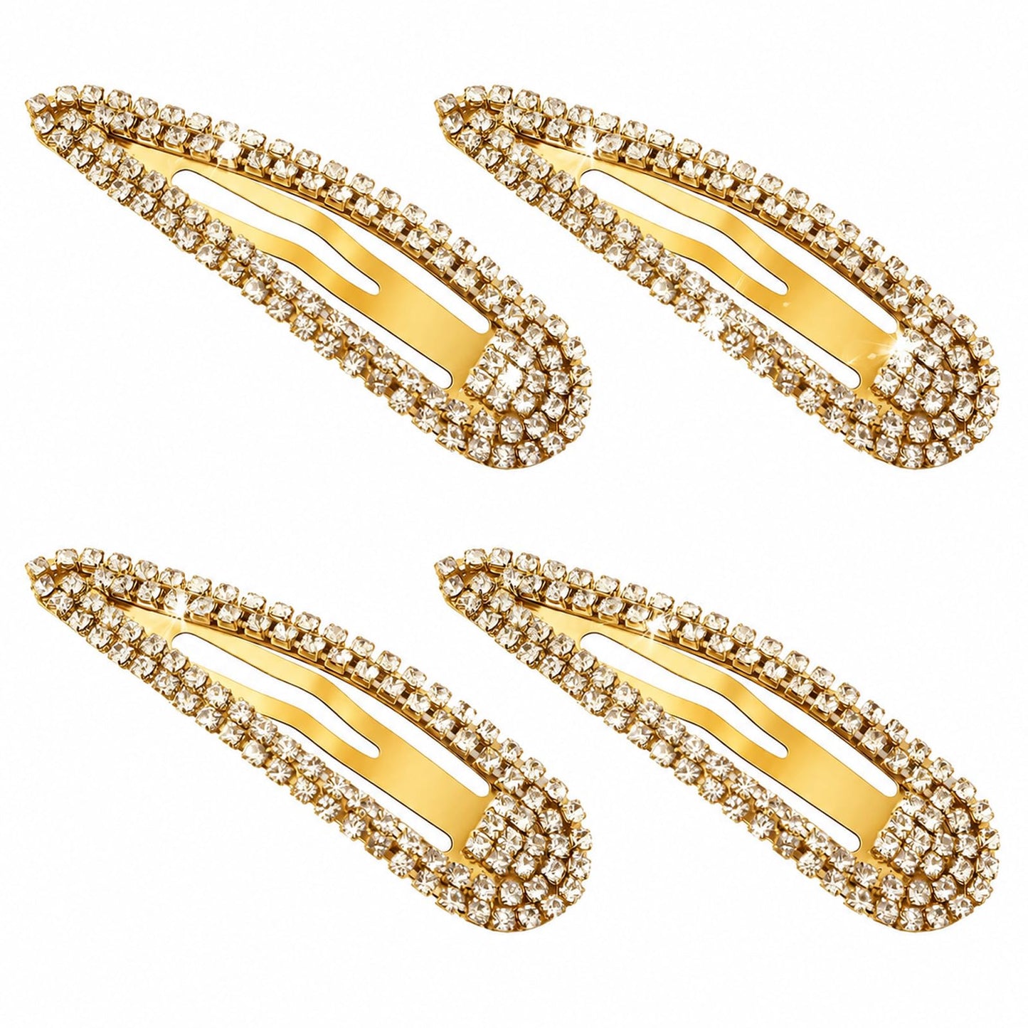 Mabor Pack of 4 Gold Rhinestone Hair Clips Women, Shiny Crystal Hair Clip, Elegant Hair Clips, Bridal Hair Accessories - 2.28 Inches for Everyday Life, Wedding Parties and Proms