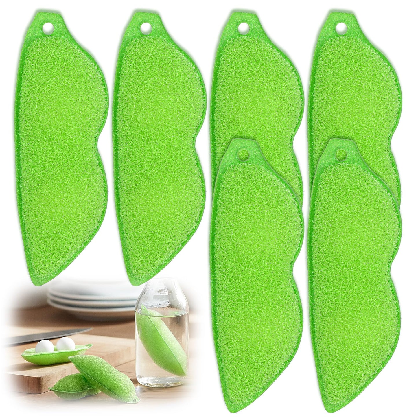 6 Pack Magic Beans Bottle Cleaner Set Reusable Bean Bottle Cleaning Sponge with Ceramic Balls Multipurpose Heat Resistant Bottles Internal Cleaning Sponges for Narrow Mouth Water Bottles Travel Cups