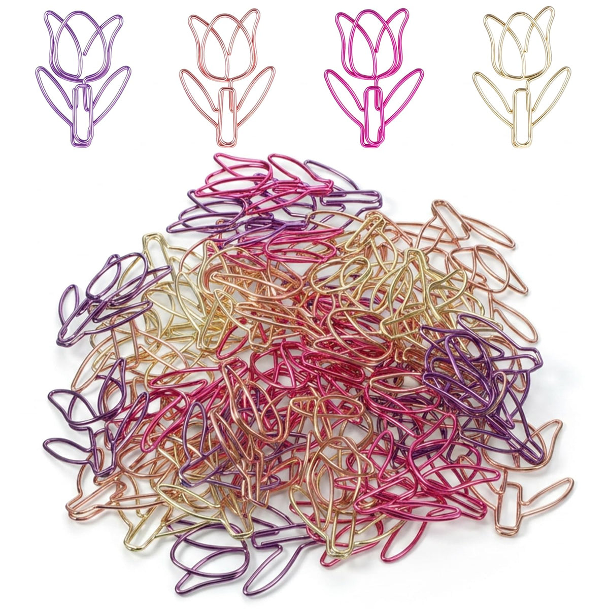 Sorcristy 50 Pcs Cute Flower Tulip Shaped Paper Clips Set