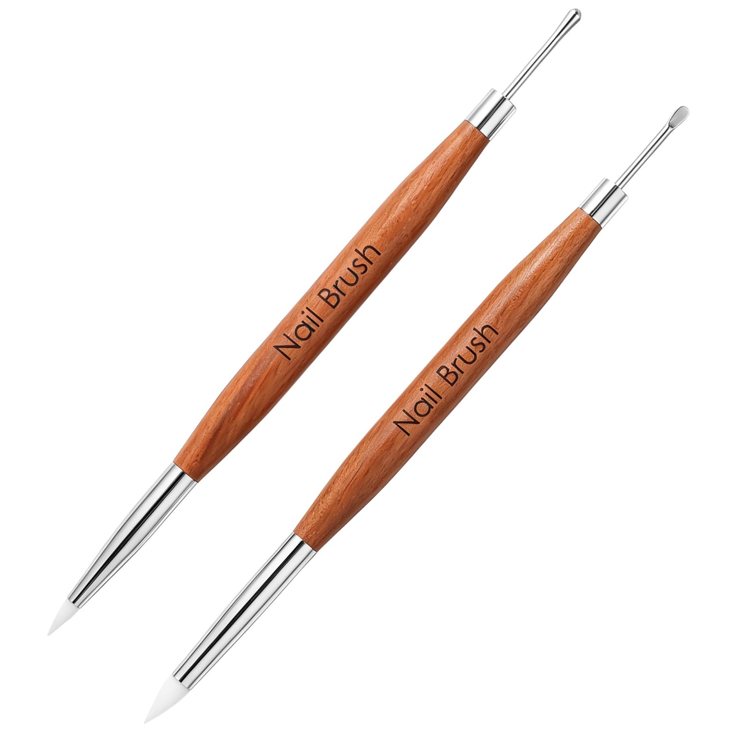 2pcs Nail Art Sculpture Pens, Dual-Ended Silicone & Metal Dotting Tools