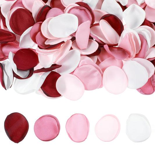 Xindojuz 200 PCS Fake Rose Petals, Silk White Dried Flower Petals, Fake Rose Petal for Wedding Bridal Shower Valentine's Day Decor Aisle Scatter Dinner Table Party Decor (5 Colors)