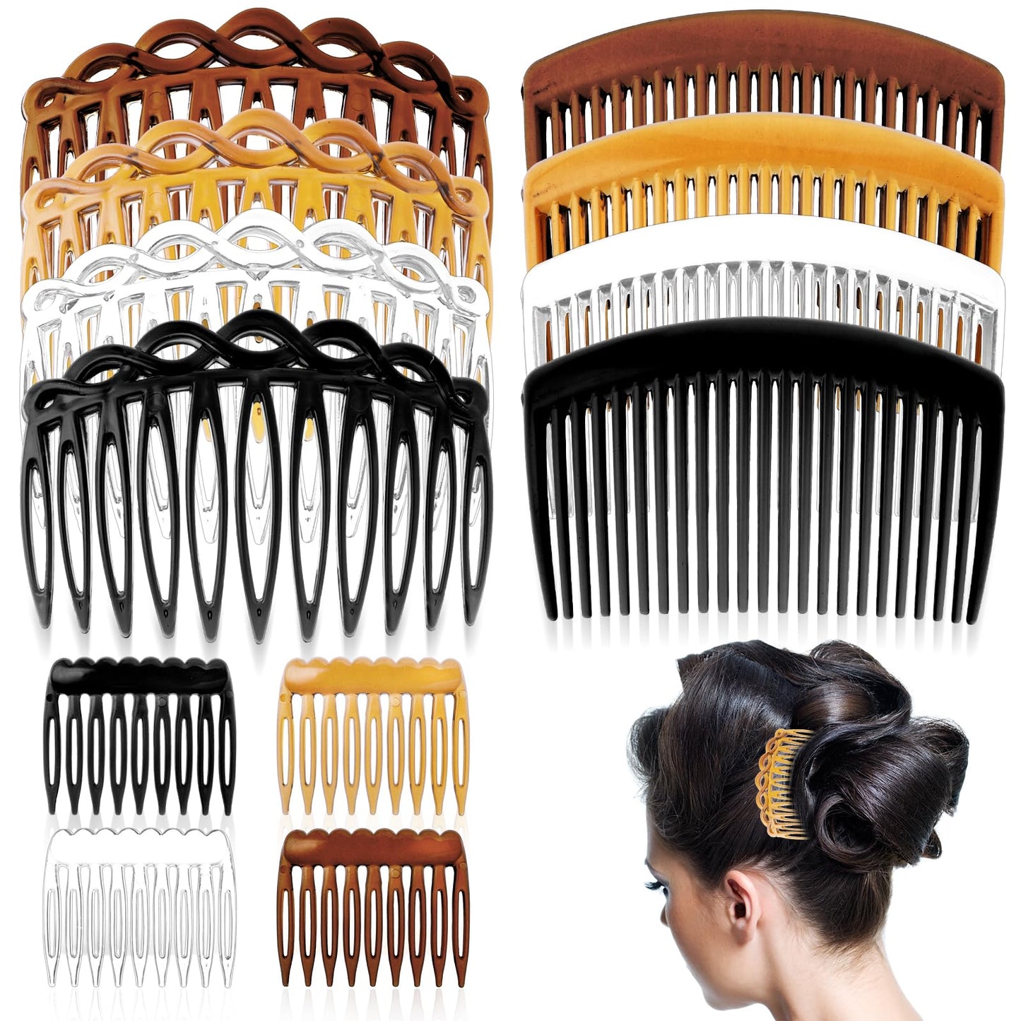 Ouligay 12Pcs Hair Combs Slides Hair Side Combs Plastic French Twist Decorative Hair Accessories for Girls Women Bridal Wedding