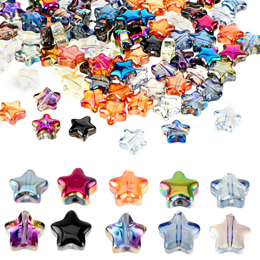 100 Pcs Star Beads for Bracelets Cute Glass Beads for Jewelry Making Star Beads for Crafts Star Beads Glass Star Beads Cute Beads Star Shape Spacer Beads for Jewelry Bracelet Necklace Making