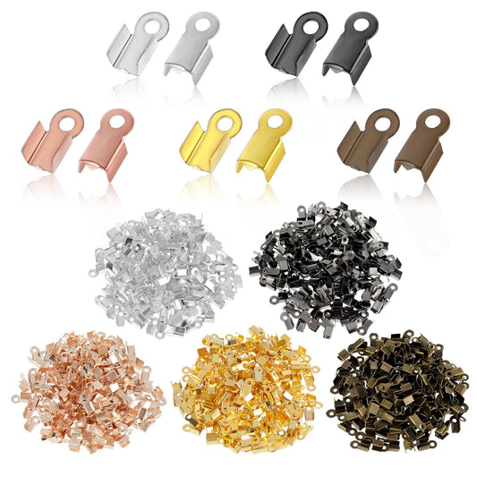 1000 Stück Umklappbare Endkappen Schmuck, Schmuck-Armband-Endkappen, Kordelenden Für Schmuckherstellung, Armband, Halskette, DIY-Handwerk (Silber, Gold, Pistolenschwarz, Roségold, Antikbronze)