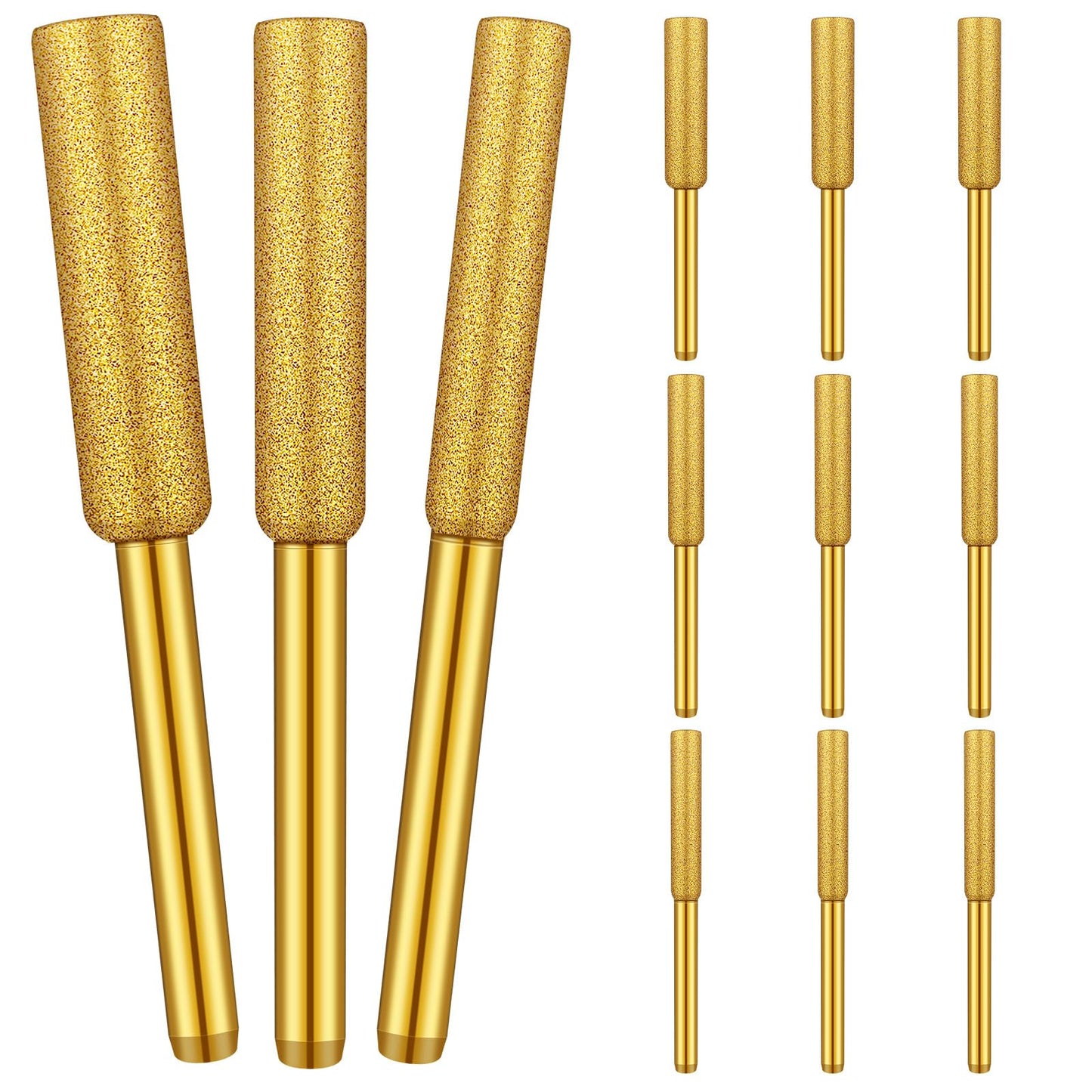 12PCS Chainsaw Chain Sharpener Bits, High Hardness Diamond Coated, Titanium Plated Burr for Sharpening, Durable Tool for Timberline Chain Saw (Sizes: 5/32", 3/16", 7/32")