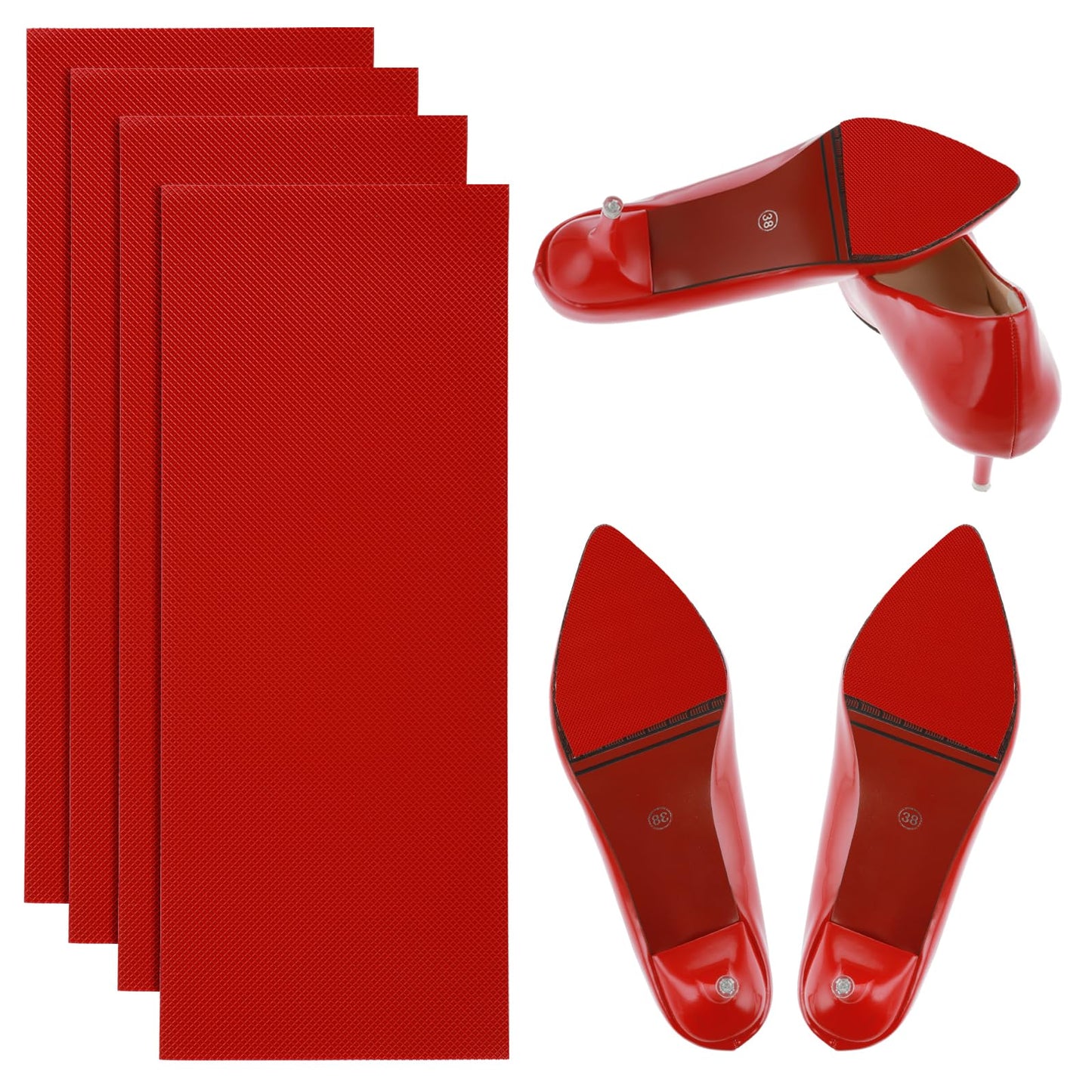 Tyqour 4pcs Sole Protector for Heels, Self Adhesive Shoe Bottom Protector, Non Slip Pads for Shoes for High-Heels Leather Shoes On-Slip Shoes Cover Bottoms for Women(Red)