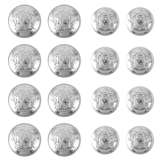 16 PCS Silver Buttons for Blazers, 2 Sizes Metal Blazer Button Set Jeans Button, Replacement Jeans Buttons Metal Silver Vintage Blazer Button Set, Jacket Buttons for Blazer, Suits, Jacket (18mm 25mm)