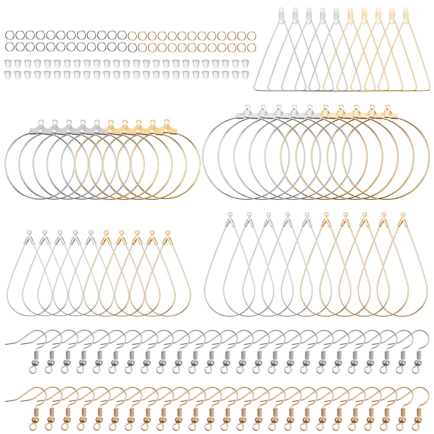 Sorcristy 60PCS Earring Hoops for Jewelry Making, Teardrop Square Round Circle Earrings Making Supplies Earrings Beading Hoop for DIY Crafts Accessories Supplies