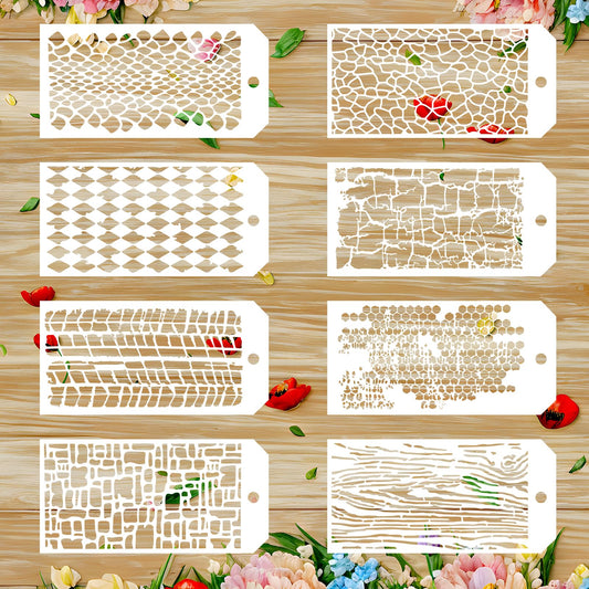 Ymapinc 8pcs Stencils and Templates for Painting, Reusable Stencils for Wood Signs Wall Furniture Paper, Art Stencil Templates for Drawing Painting, Scrapbooking, DIY Craft