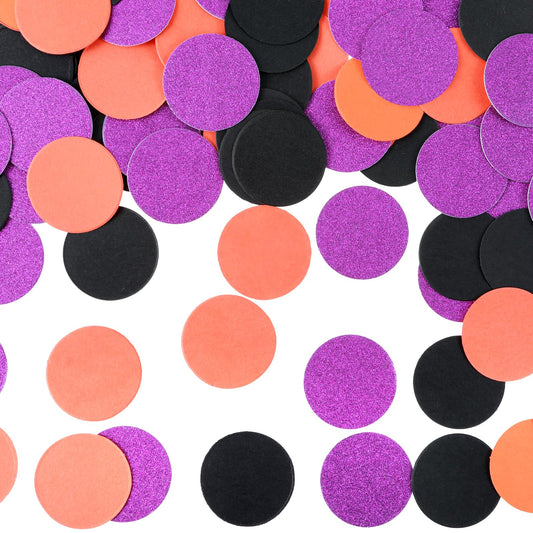 100Pcs Table Confetti Black and Gold Confetti Birthday Confetti for Table Black and Orange Circle Confetti Dots Wedding Burgundy Paper Garlands for Halloween Birthday (Black Orange Purple)