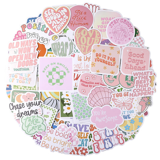 100PCS Pink Motivational Stickers Vinyl Waterproof Stickers for Laptop Bumper Water Bottles Computer Phone Hard Hat Car Stickers and Decals Inspirational Stickers for Adults Women Kids Teen Girls