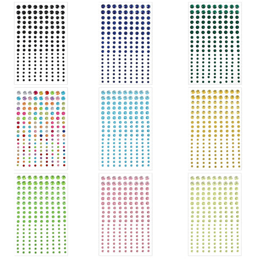 1458 PCS Face Rhinestones Gems Stickers for Crafts, 4 Sizes Self Adhesive Hair Gem Stickers for Kids Stick on Jewels for Face Eye Hair Nails Make up and Craft DIY Decorations(9 Colors, 3/4/5/6mm)