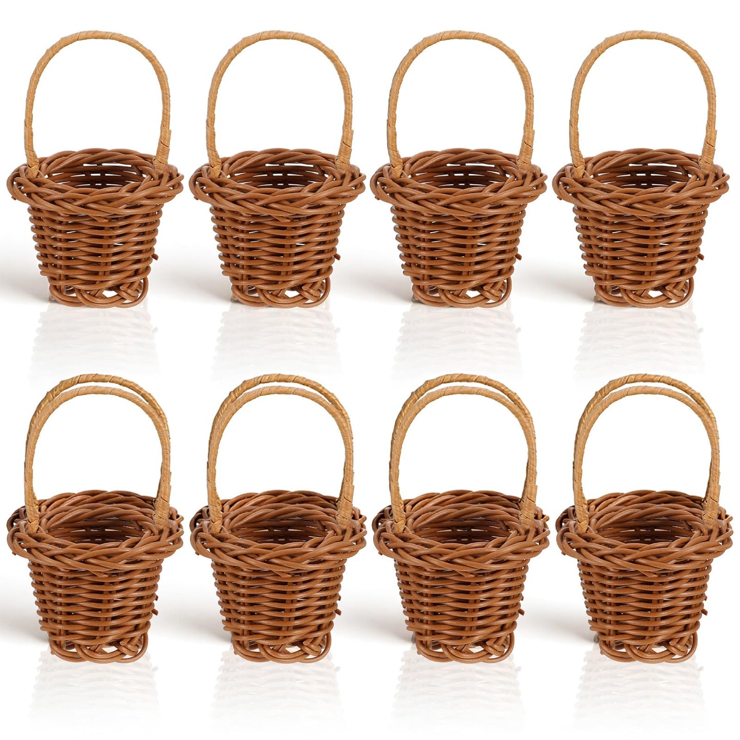 Chsoejuf 8PCS Mini Miniature Baskets Woven Wooden Easter Wicker Baskets