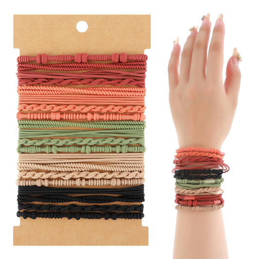 20 Pcs Boho Hair Ties, 4 Styles Elastic Hair Tie Bracelets For Women Boho Hair Bracelets Cute Hair Ties No Damage Ponytail Holders For Girls With Thick And Thin Hair Multicolor