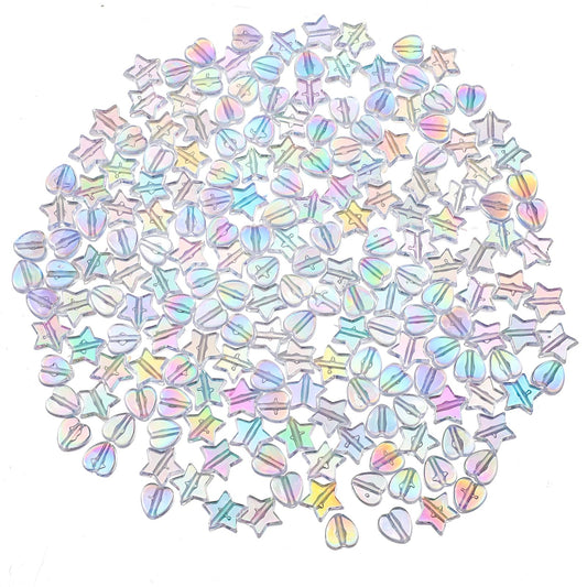 200Pcs Acrylic Star and Heart Shape Beads, Mini Acrylic Beads for Jewelry Making 9mm Heart Charms and 11mm Star Beads for Bracelets Necklaces Earrings Key Chains Accessories DIY Crafts Gifts Colorful