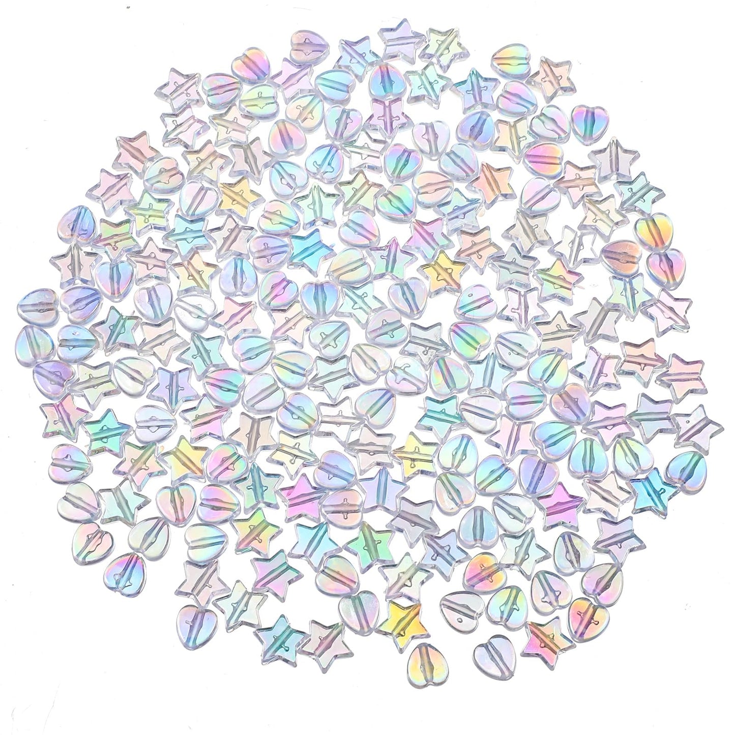 200Pcs Acrylic Star and Heart Shape Beads, Mini Acrylic Beads for Jewelry Making 9mm Heart Charms and 11mm Star Beads for Bracelets Necklaces Earrings Key Chains Accessories DIY Crafts Gifts Colorful