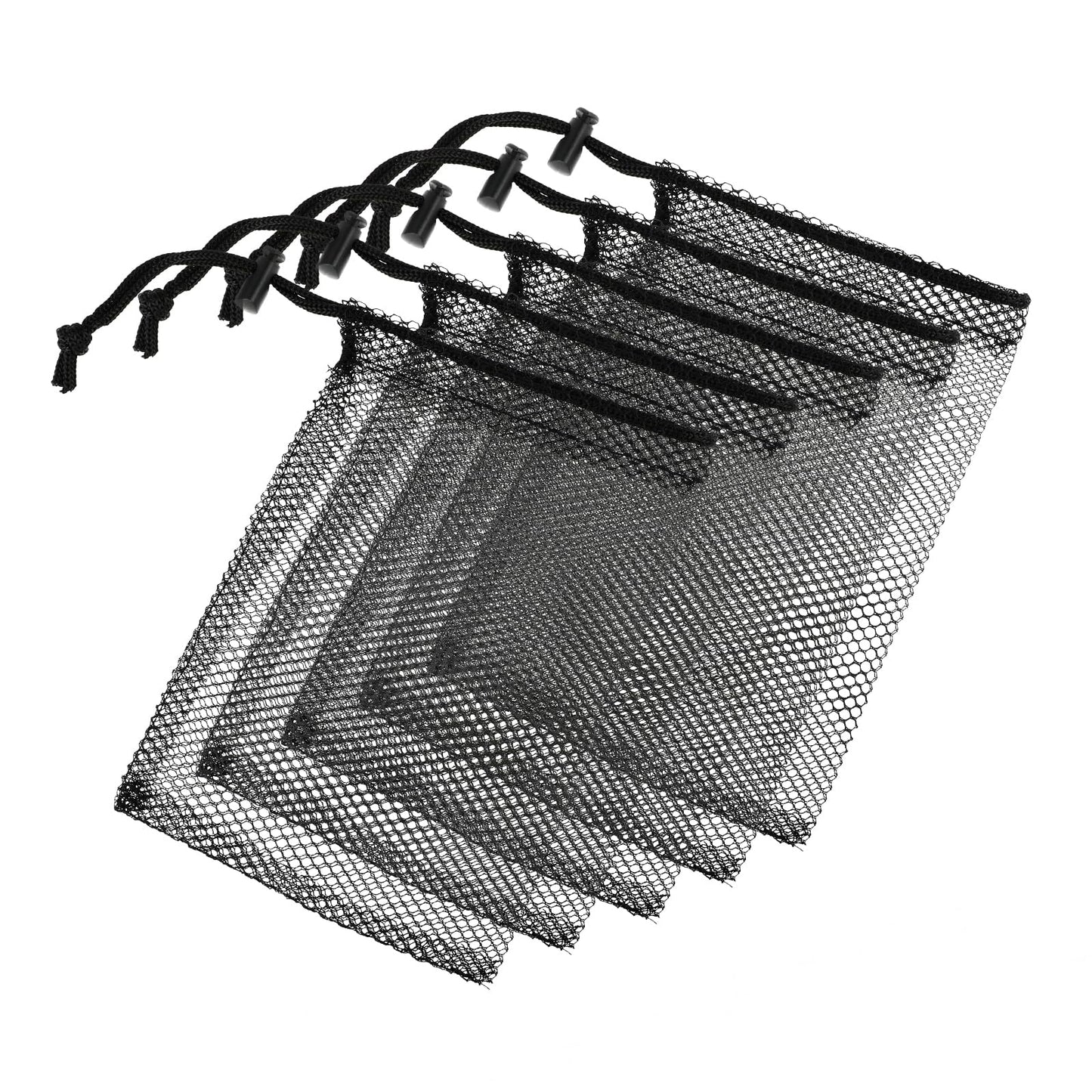 5 Pcs Mesh Bag Small Mesh Bags Mesh Storage Bag Laundry Mesh Bags Mesh Bags for Gifts Scallop Bags Mesh with Cord Lock Closure for Kitchen Jewelry Toys Gifts Wedding Favour Home (Black,5.9 X 7.8 Inch)