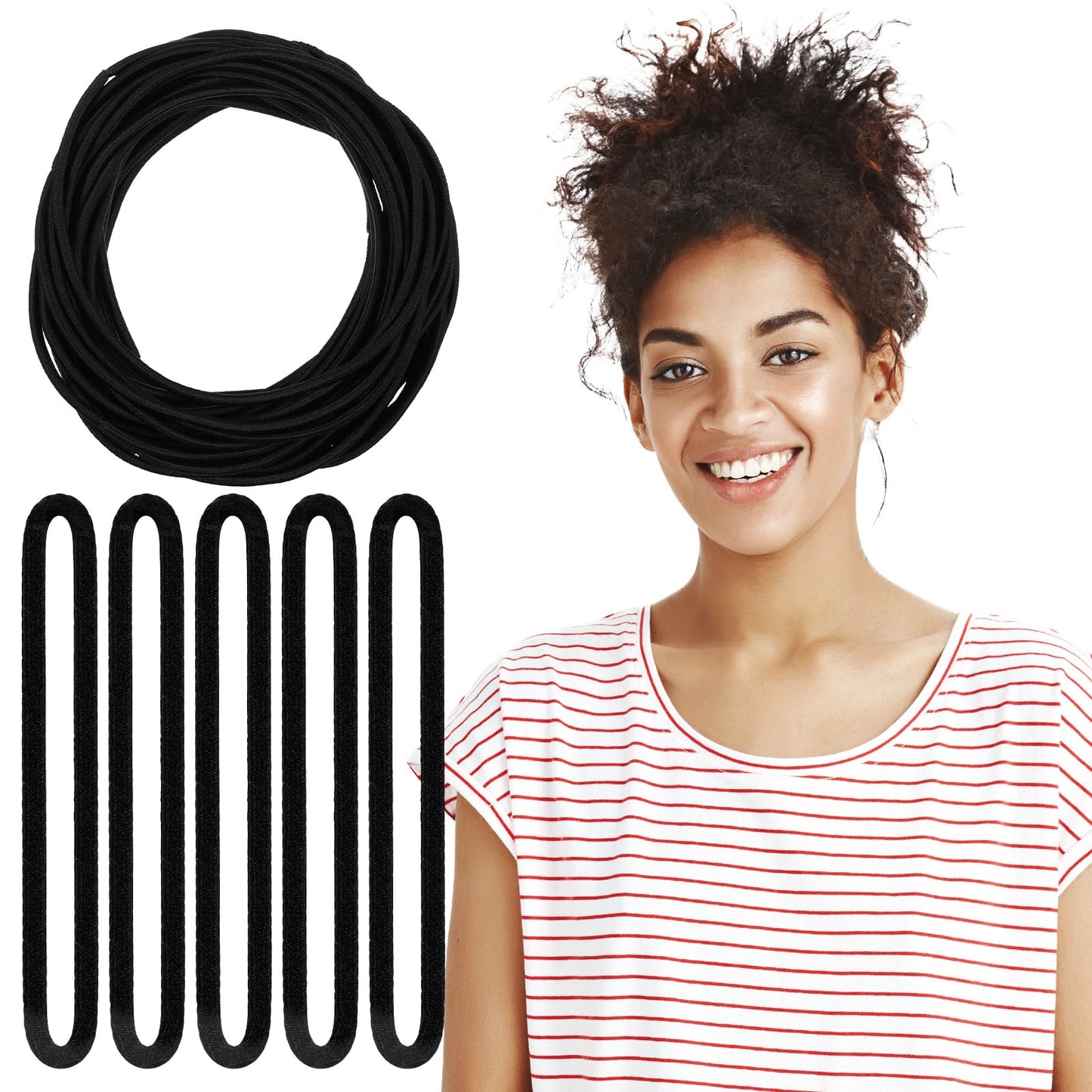 Chsoejuf 50PCS Extra Large Hair Ties Thick Hair Ties Big Stretchy Hair Band