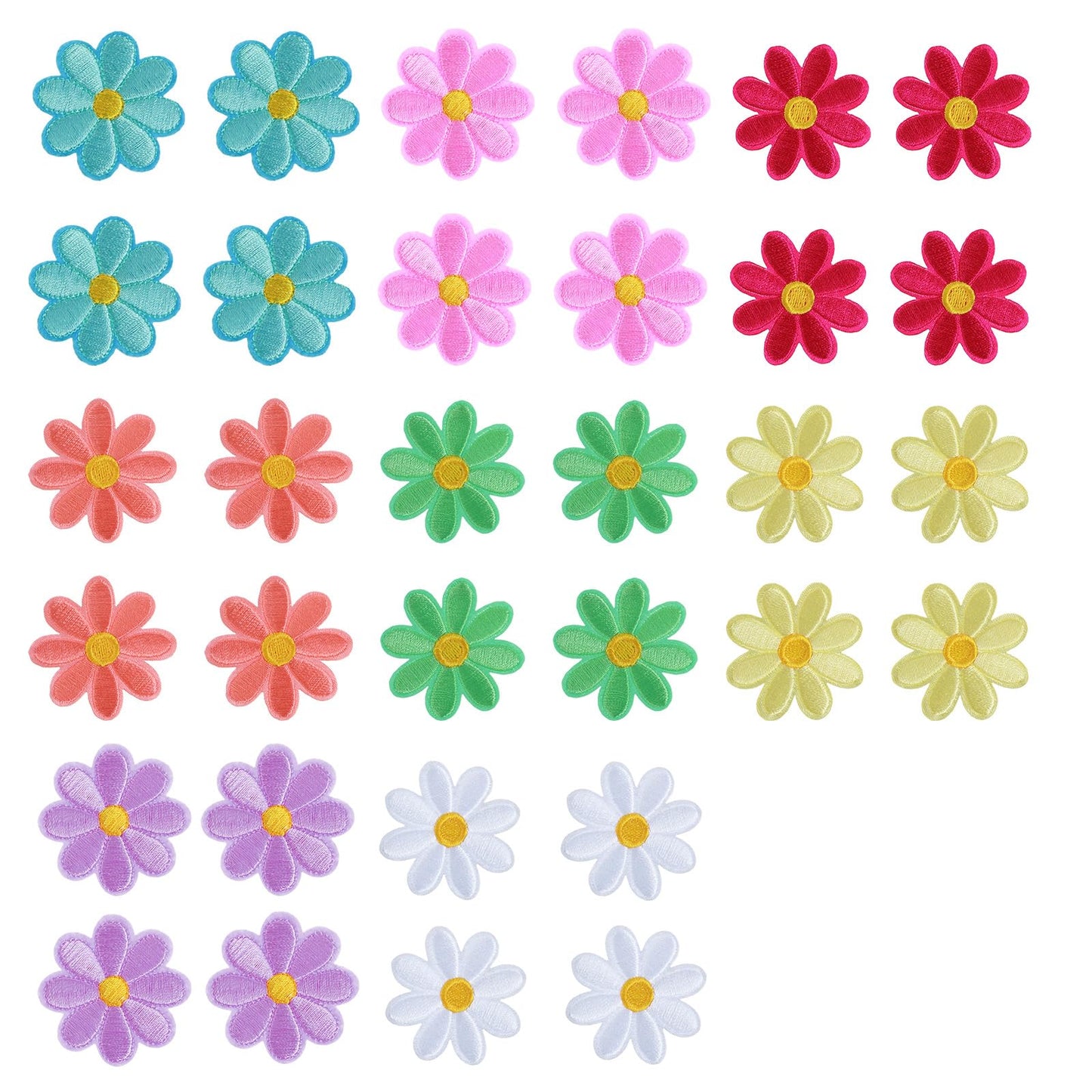 32 Pcs Flower Iron On Patches Embroidered Patches Cute Daisy Flower Patch For Clothes Sewing Floral Patches Sew Applique Repair Patch Diy Crafts For Clothes Jeans Jackets Bags Backpack Hat Decorations