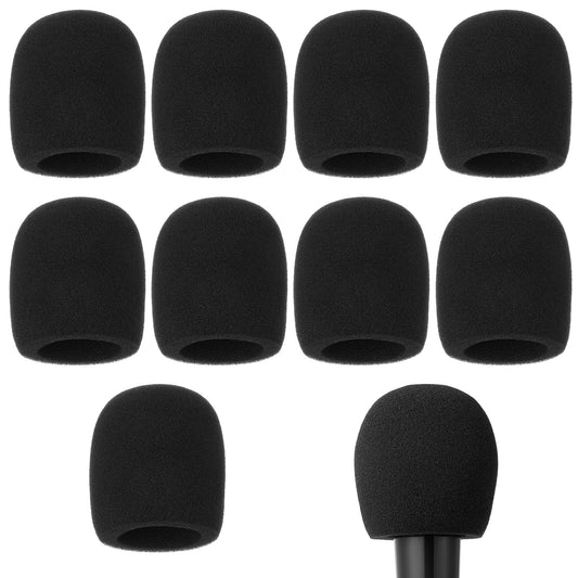 10 PCS Microphone Covers Foam, Microphone Windscreen Foam, Handheld Stage Microphone Windscreen Foam Covers for Most Standard Handheld Mic Karaoke Dj Singing Dubbing (Black)