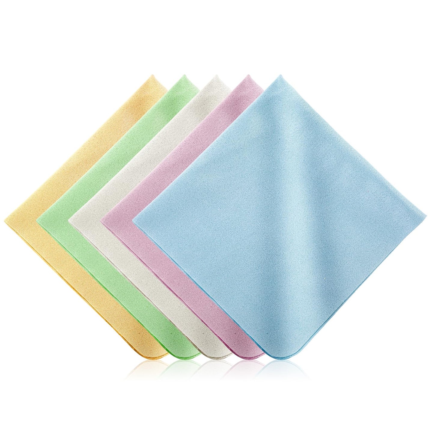 5PCS Glasses Cleaner Cloth 12x12" Large Thickened Microfiber Eye Glasses Cleaning Wipes, Multicolor Sunglasses Cleaning Cloths for Electronics Glasses Screens and Lenses(Pink/Yellow/Blue/Green/Beige)