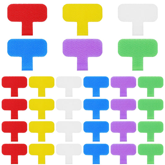 30 PCS Cable Labels Tags, Multi-Color Electronic Identification Wire Labels Markers Write on Cord Tags for Computers Cable Management, Writable Self-Adhesive Nylon Wrap-It Cable Label (6 Colors)