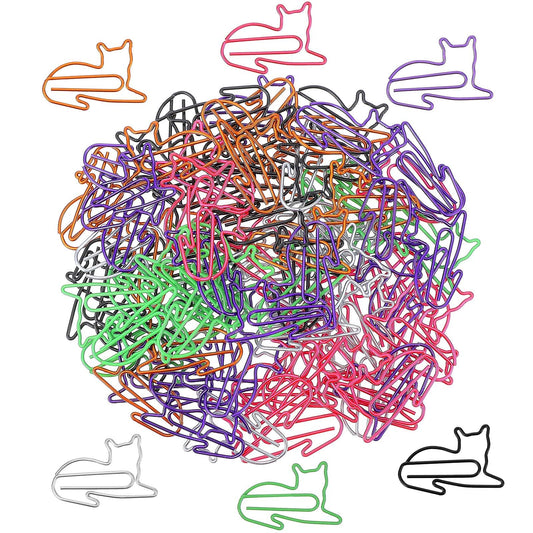100 PCS Cute Paper Clips, Cat Fun Shaped Paper Clips Office Supplies, Cat Paperclips Bookmarks Planner Clips Assorted Colors Fun Office Supplies Gifts for Women Men Coworkers Gifts