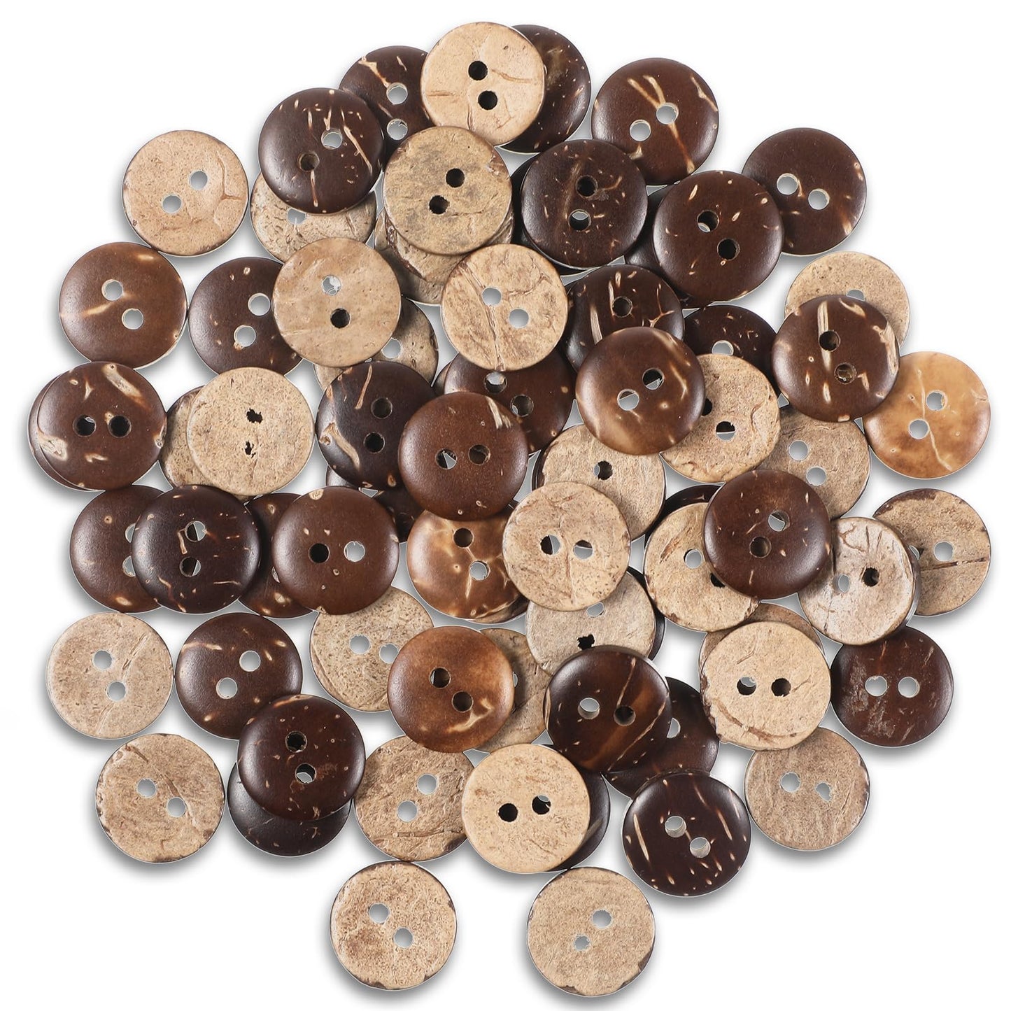 Xindojuz 100 PCS Natural Coconut Shell Buttons, Sewing Buttons Wooden Buttons for Crafts, 2 Hole Brown Coconut Buttons for Clothing Replacement Shirt Sewing Button Crochet Crafts Decoration (12.5mm)