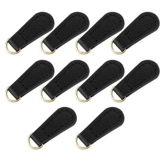 10 PCS Leather Zipper Pull Zipper Tab Replacement Zippers Pull Replacement for Jacket Leather Handle Detachable Zippers Repair Tab for Luggage Backpacks Suitcases Jackets Purses Handbags (Black)
