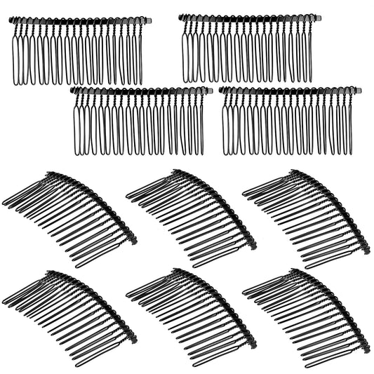 10 PCS Metal Hair Comb Slides, 20 Teeth Wire Twist Hair Combs and Clips, Hair Combs for Women Decorative, Metal Wire Hair Comb, Multi Teeth Hair Comb DIY Hair Accessories for Women and Girls (Black)
