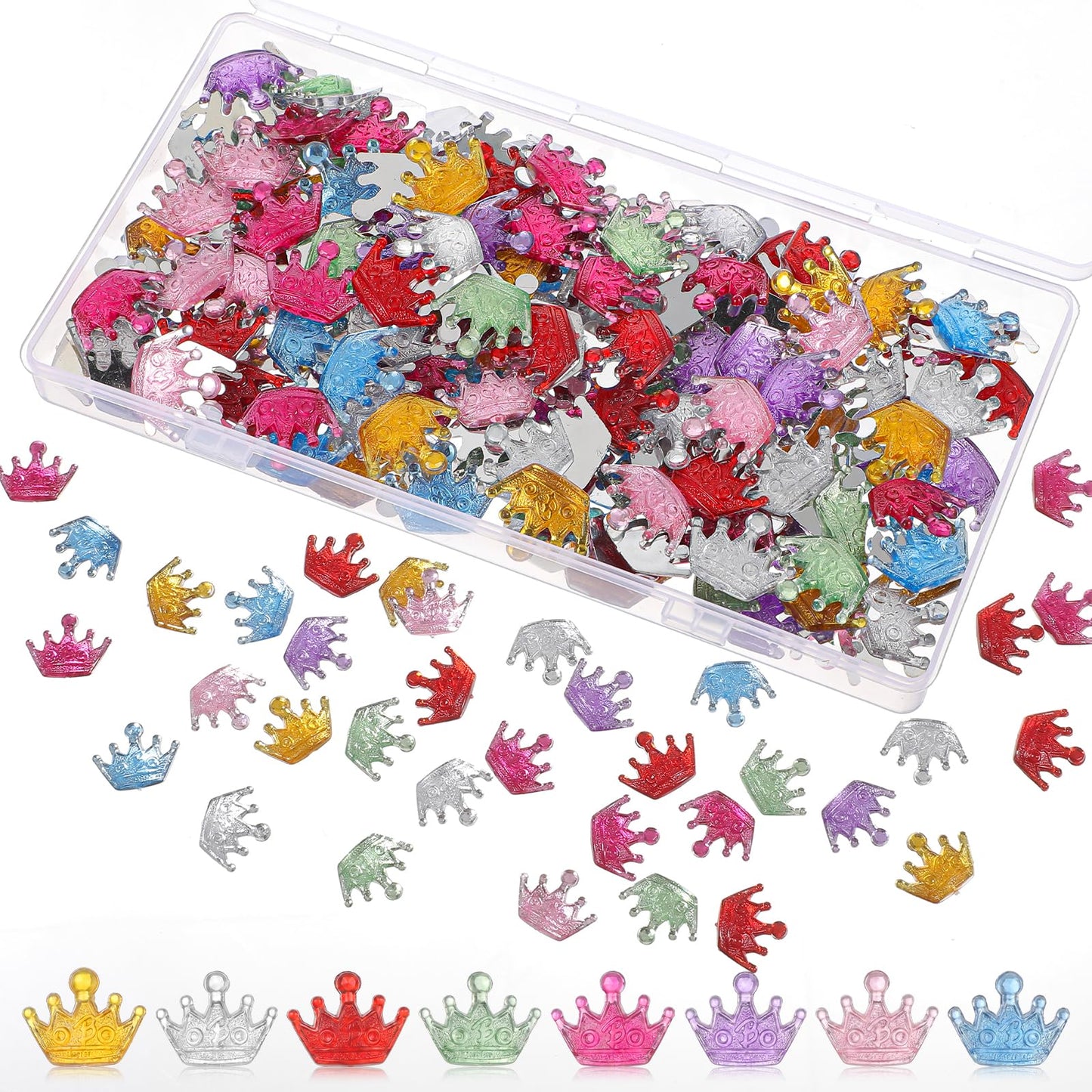 Chsoejuf 200PCS 20x15mm Mini Resin Crowns Charms Multicolor Acrylic Crown