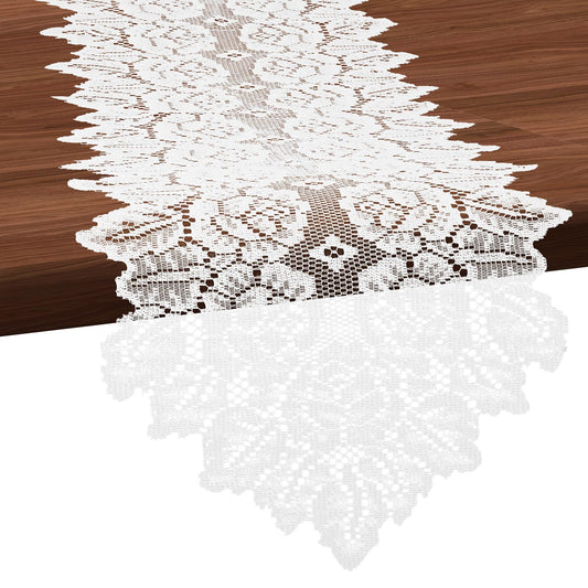 1 Pcs Doilies for Tables Dresser Scarf for Bedrooms Furniture White Lace Table Runner Crochet Cotton Desk Runner Dresser Cover Top 45.67" X 13.39" Vintage Lace Cloth for End