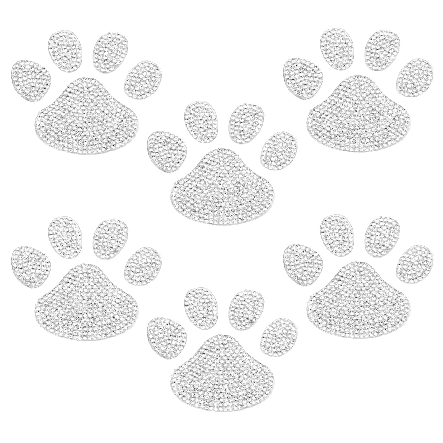 6 Pcs Dog Paw Print Stickers Car Crystal Paw Stickers Bling Rhinestone Paw Decals White Rhinestone Car Stickers Bling Rhinestone Dog Paw Print For Car Bumper Window Laptops Decoration