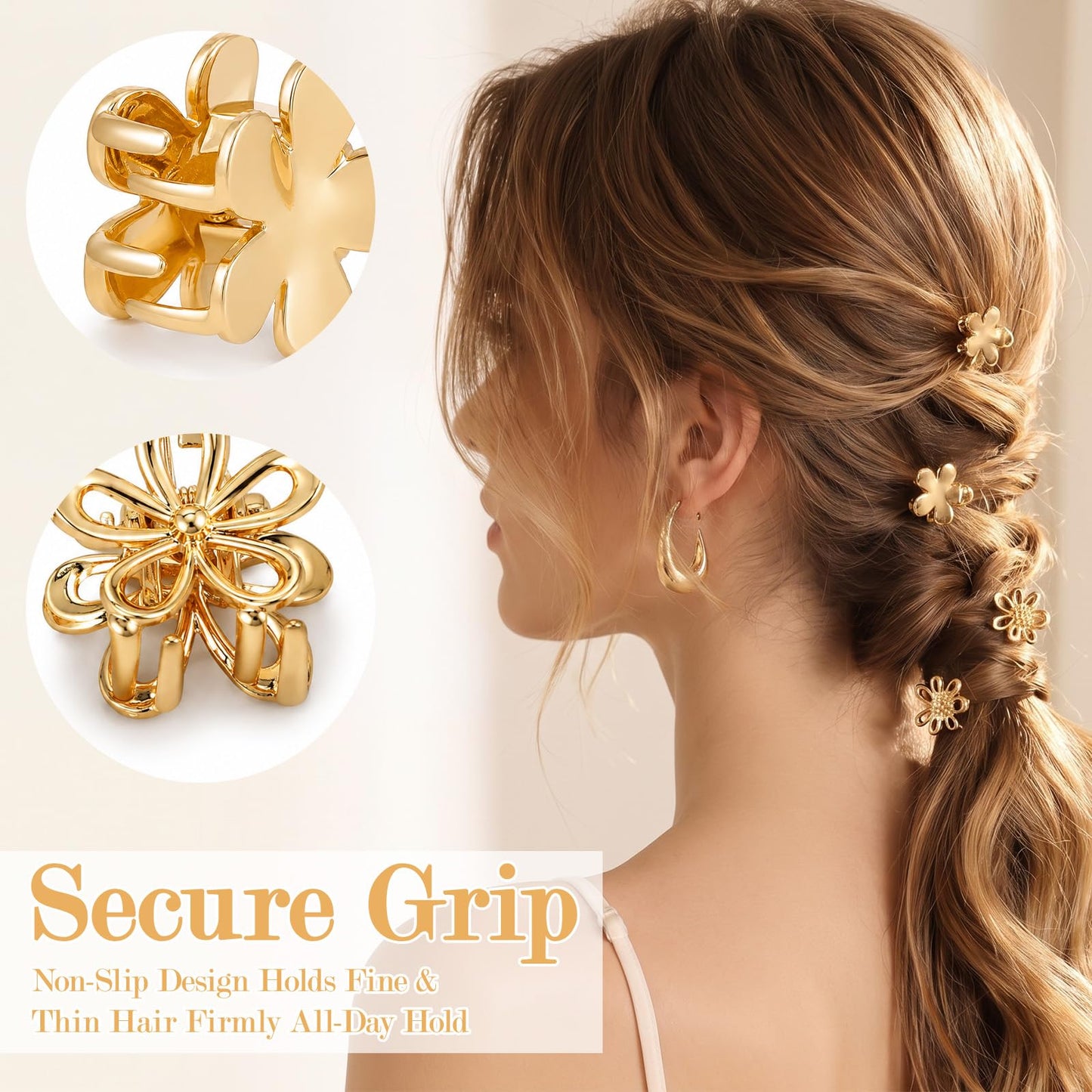 Ouligay 16 Pack Flower Hair Clips for Women Gold Accessories