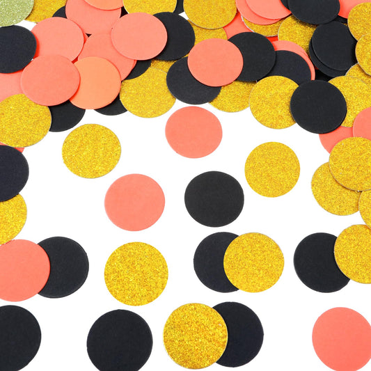 100Pcs Table Confetti Black and Gold Confetti Birthday Confetti for Table Black and Orange Circle Confetti Dots Wedding Burgundy Gold Black Paper Garlands for Halloween Birthday Graduation Party