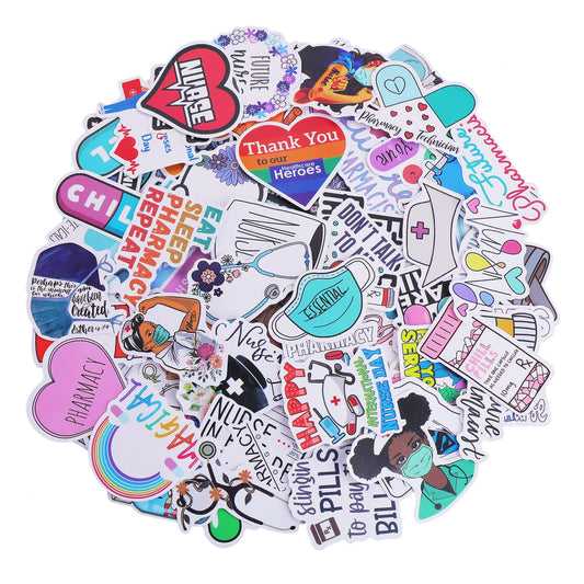 100Pcs Medical Stickers, Nursing Stickers Nursing Student Stickers Vinyl Nurse Stickers for Water Bottles Nursing Labor and Delivery Stickers Gifts Healthcare Worker Therapy Nursing Accessories