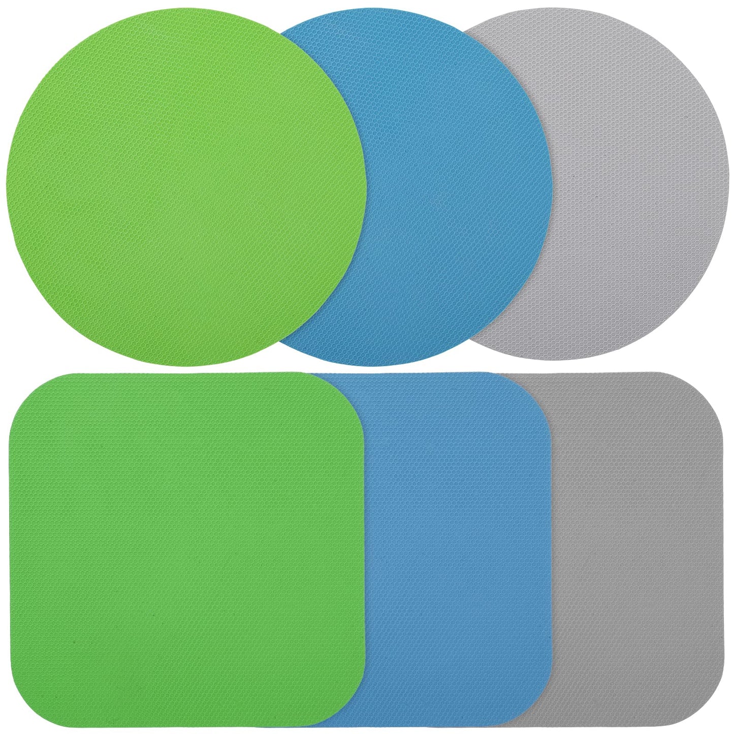 6 Pcs Rubber Jar Opener Gripper Pads Kitchen Rubber Gripper Silicone Grippers Jar Gripper Pad Multifunctional Anti Skid Bottle Gripper for Seniors with Arthritis Weak Hands Coasters(Green,Blue,Grey)